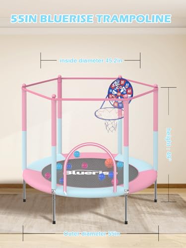 6FT Toddler Trampoline with Basketball Hoop and Enclosure Net Z907238