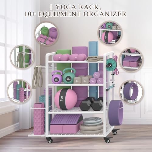 4-Tier Dumbbell Rack with Wheels and Hooks G90781