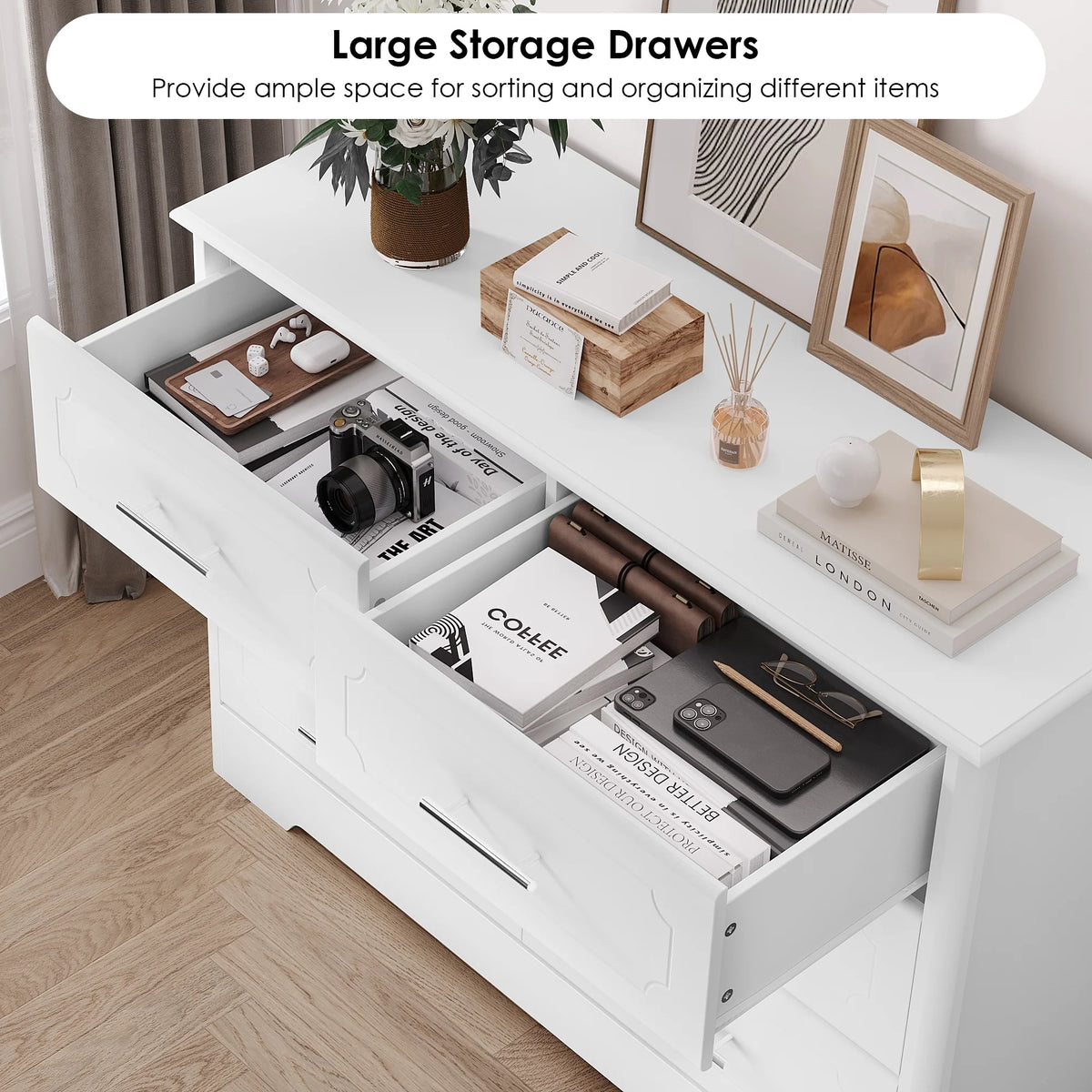White 6 Drawer Double Dresser Z86810