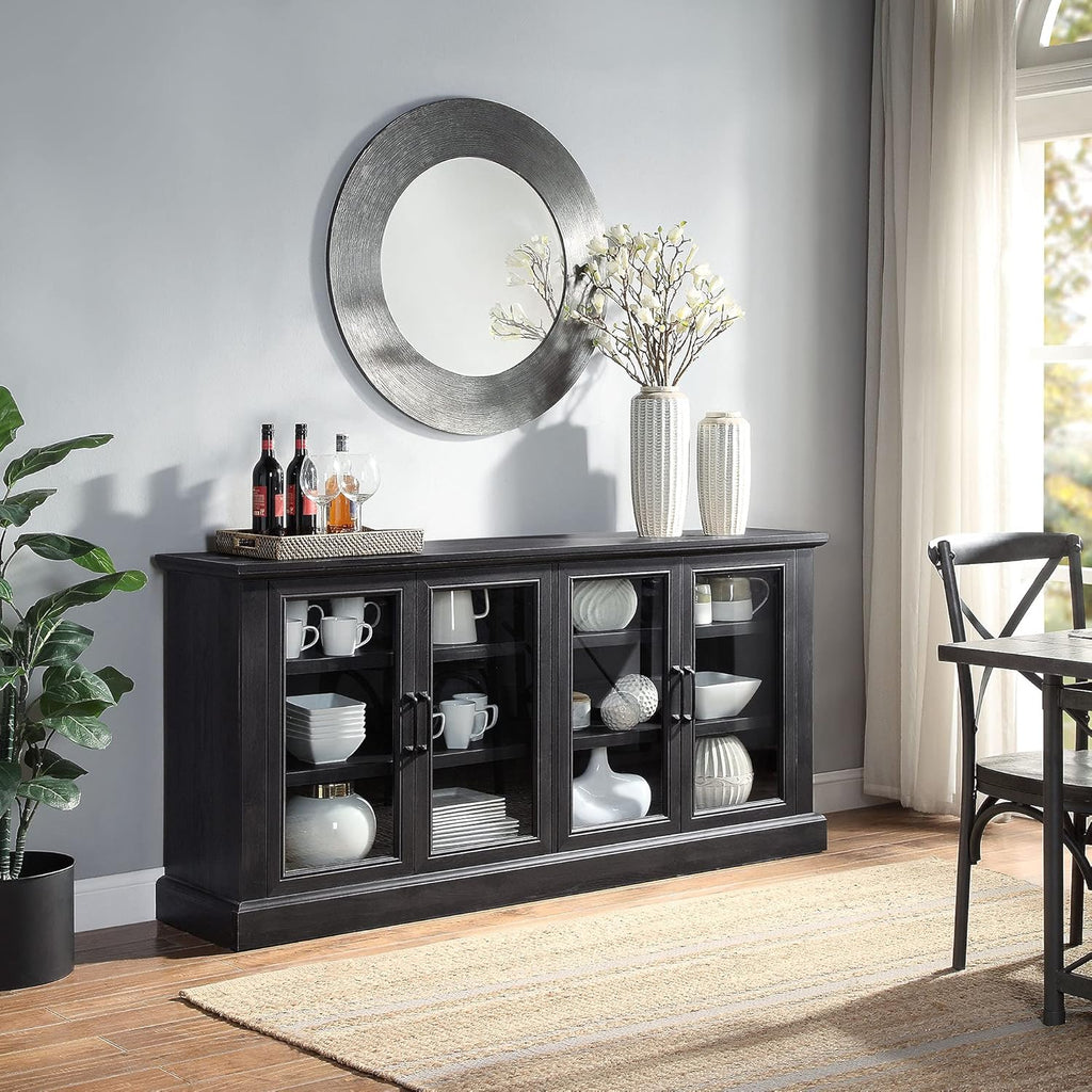 Rustic Gray Wood Sideboard with Storage Cabinet S2854