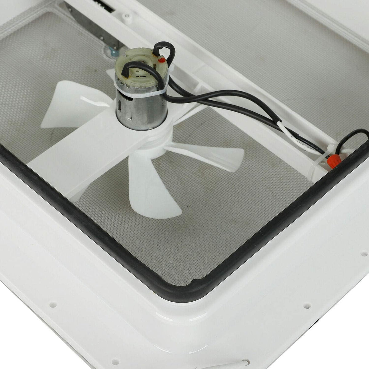14 RV Roof Vent Cover Kit White Lid with 12V RV Vent Fan 6 Blades Z37187