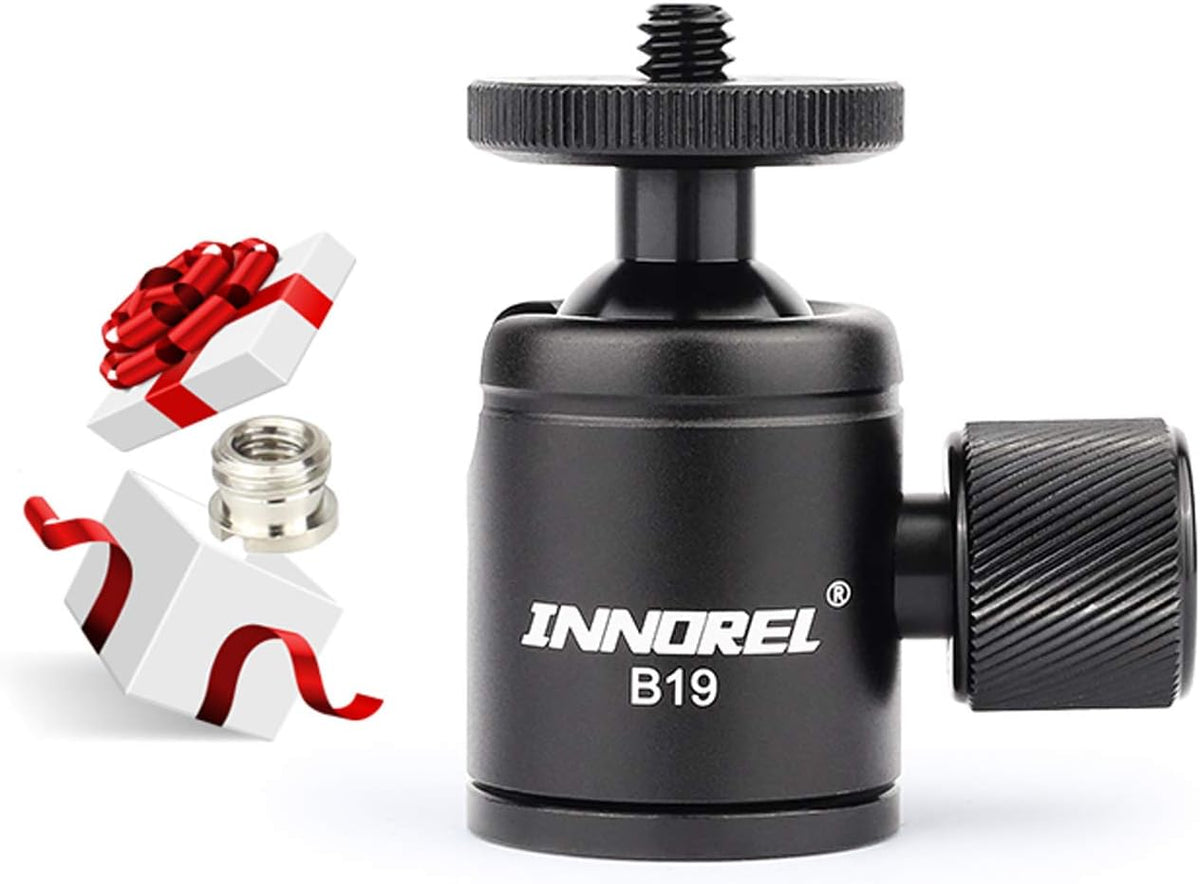 Mini Tripod Ball Head Metal Ballhead 360° Pan 90° Tilt with 3/8 to 1/4 Adapter CNC Ballheads, Max Load 6.61 lb T409