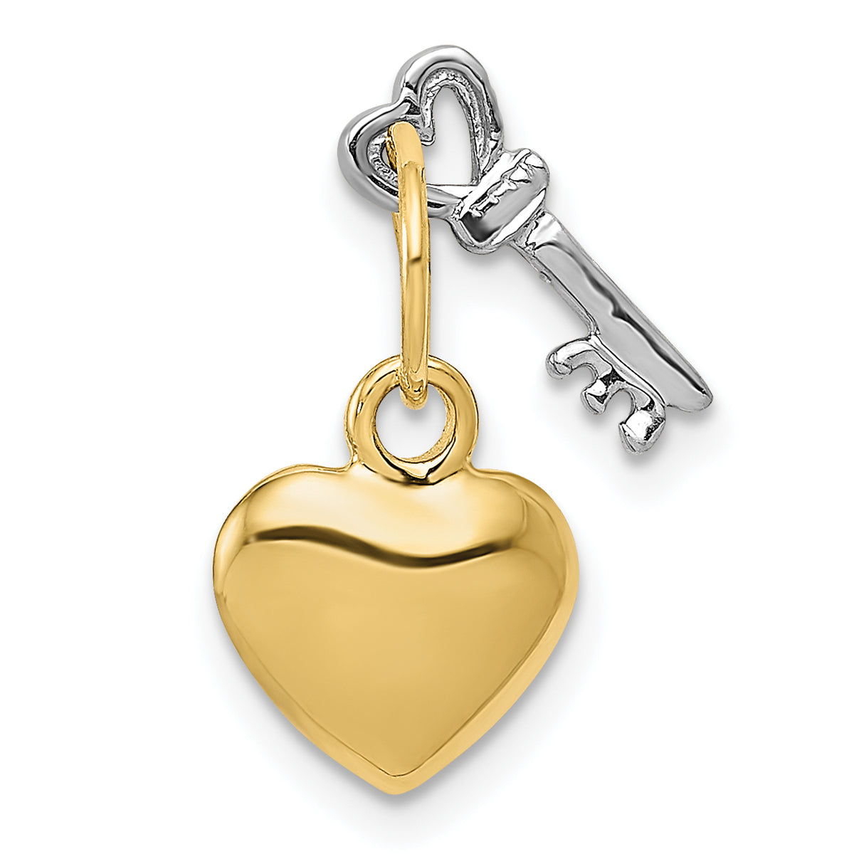 14K Two-Tone Gold Heart And Key Charm Necklace R743645
