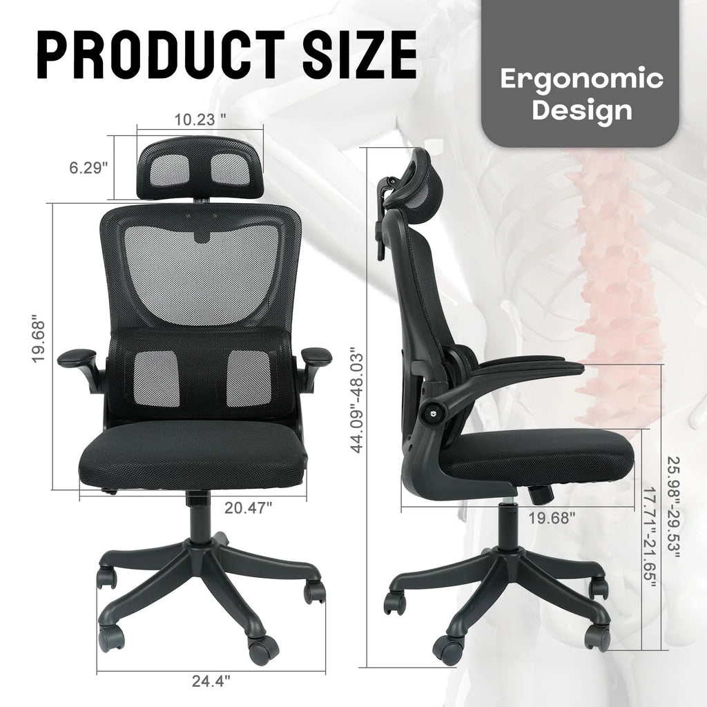 Black Mesh Ergonomic Office Chair with Headrest Q1516