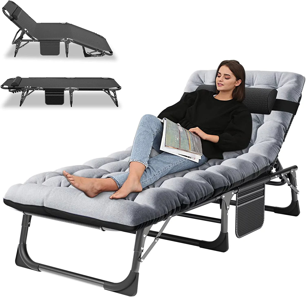 Folding Sleeping Cot with Mattress and Pillow H224064