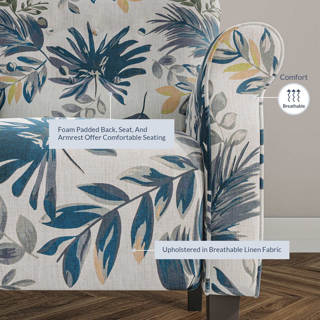 Blue Floral Accent Armchair Z86658