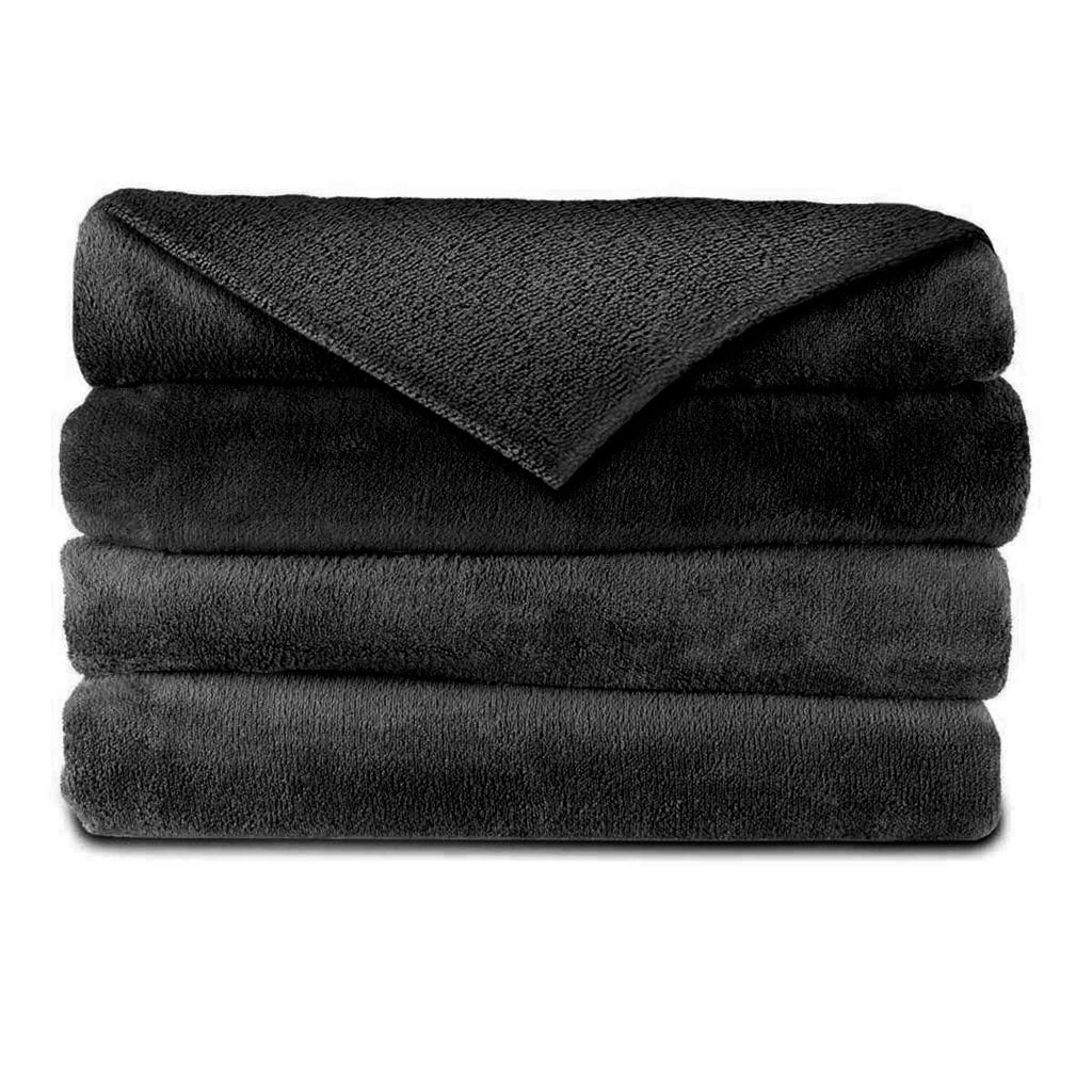 Charcoal Gray Electric Heated Velvet Throw Blanket Q9077