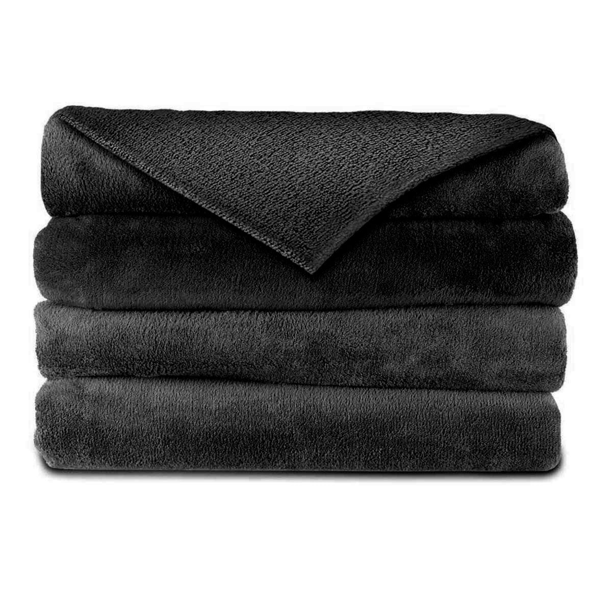 Charcoal Gray Electric Heated Velvet Throw Blanket Q9077