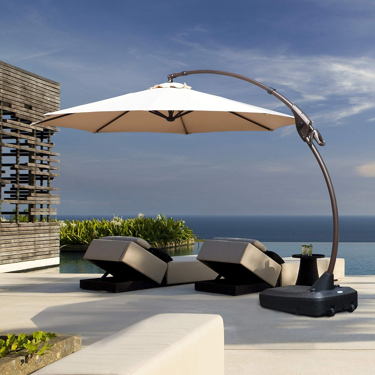 Brick Red 11 FT Aluminum Cantilever Umbrella with Base R9239
