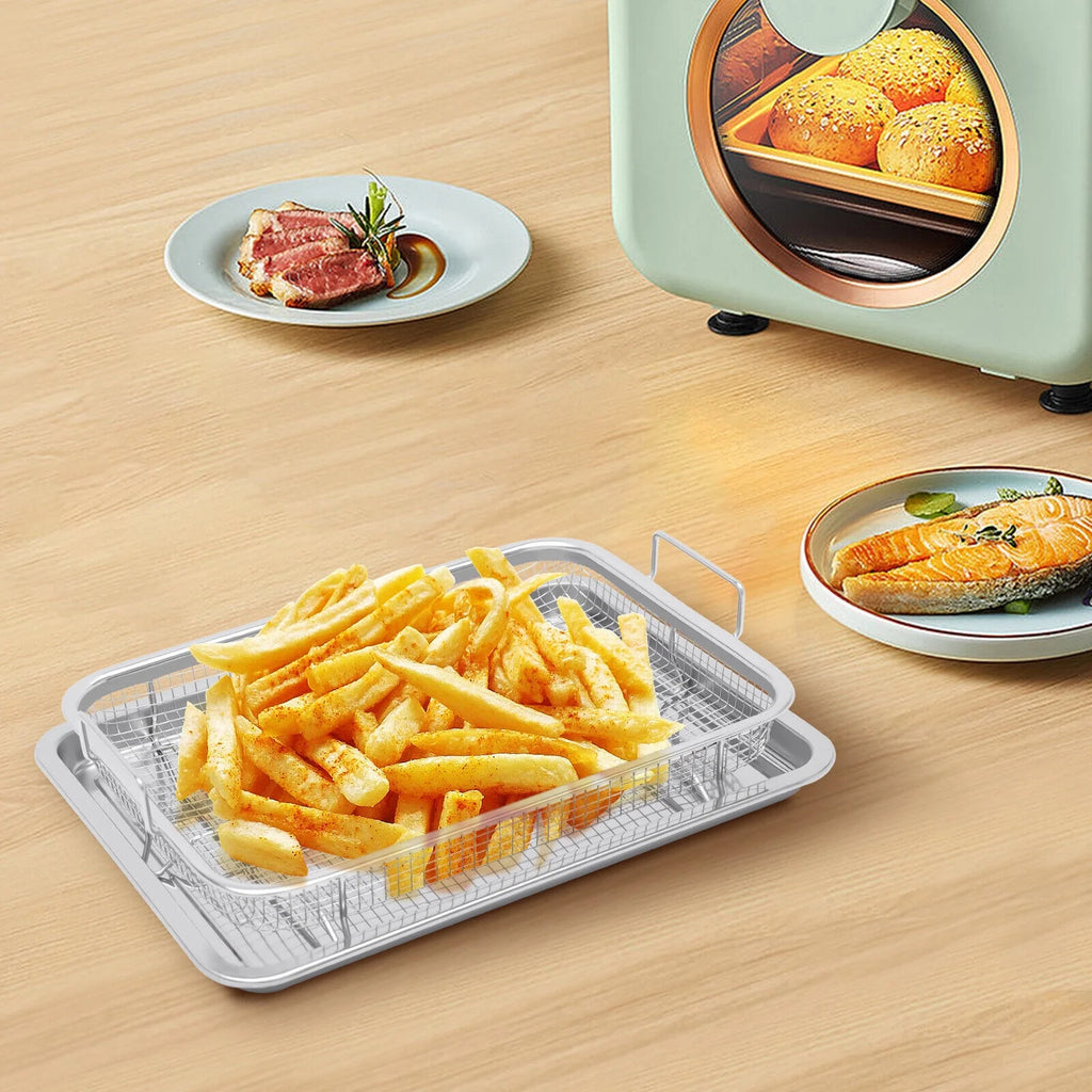Stainless Steel Non-stick Air Fryer Basket 2 Piece Set M130648