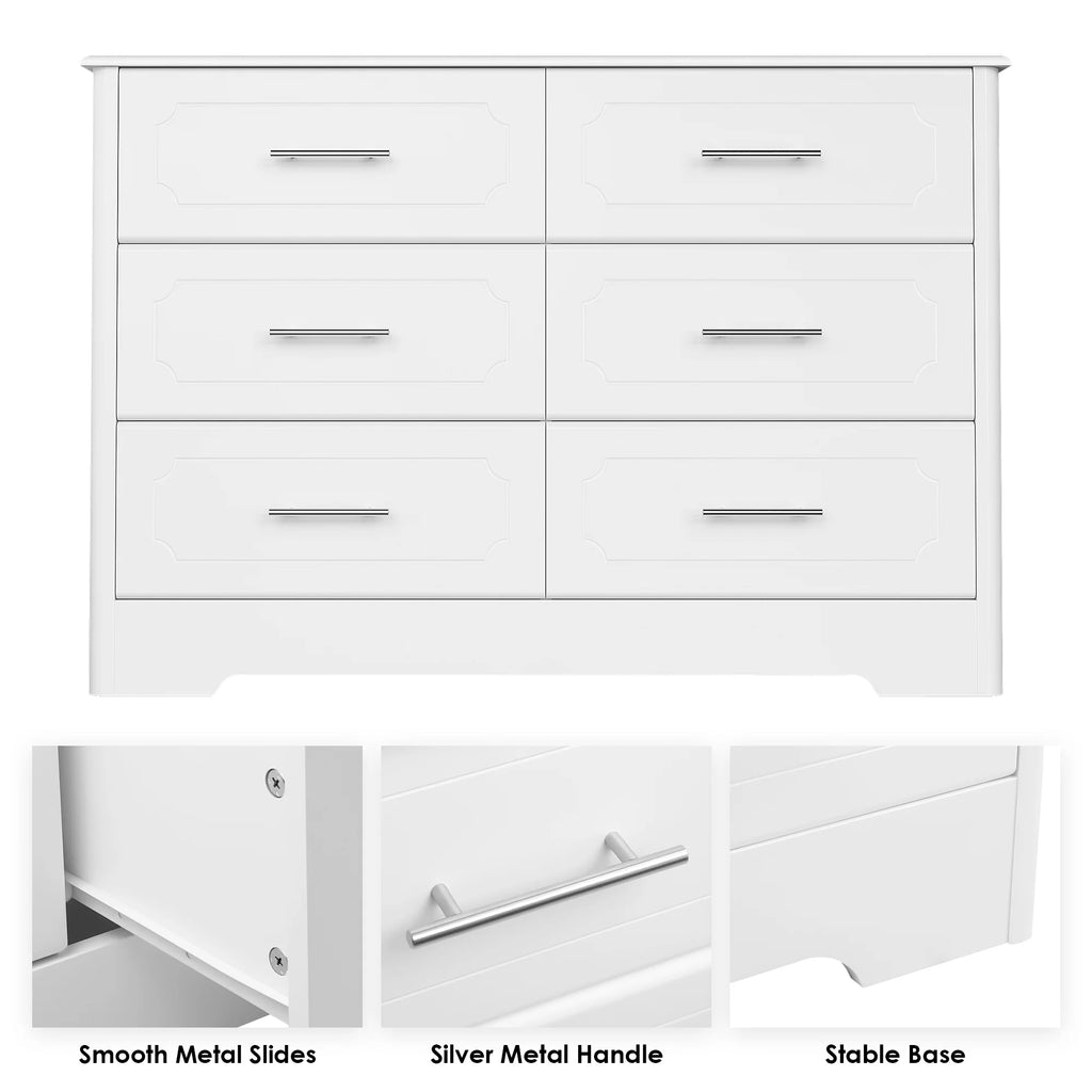 White 6 Drawer Double Dresser Z86810