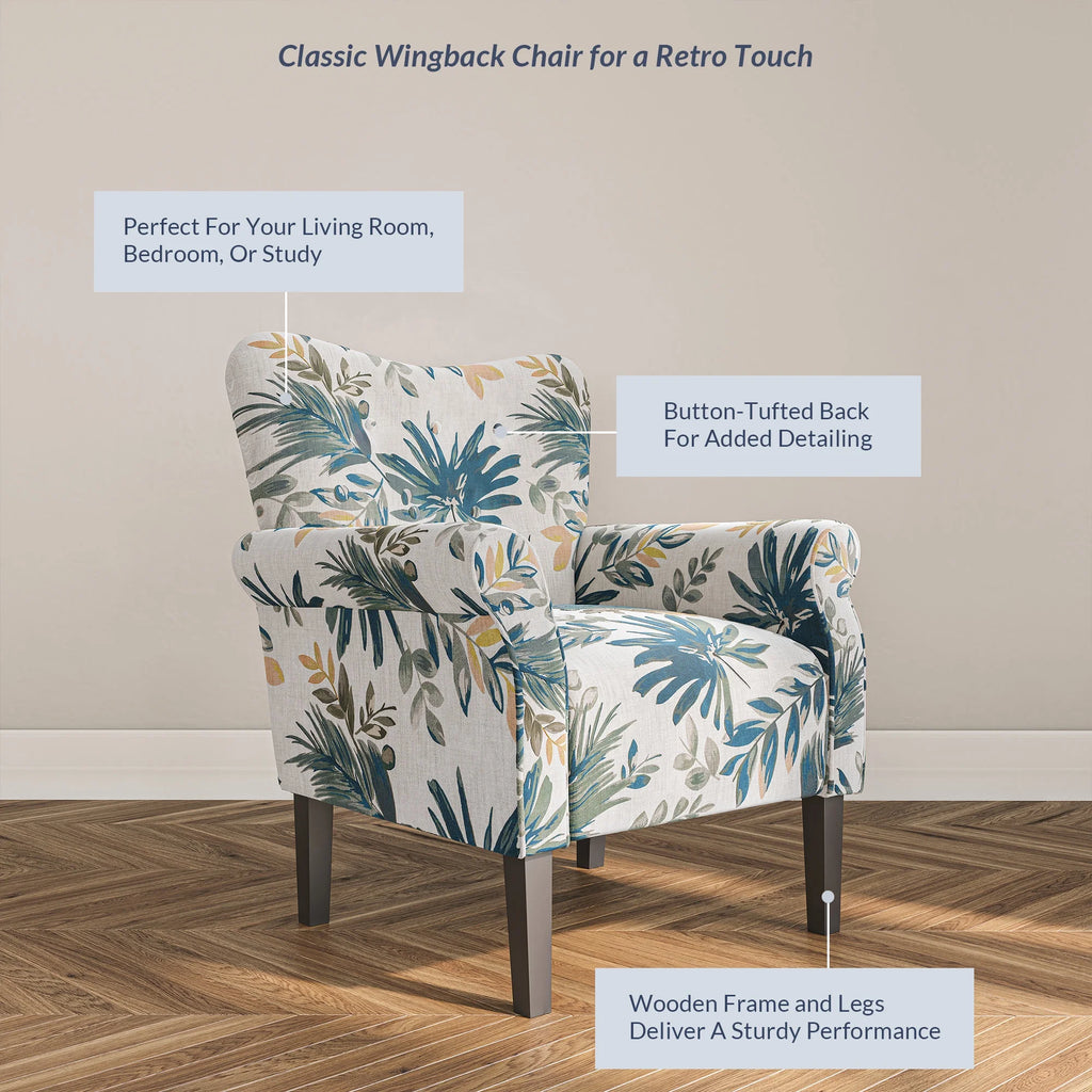 Blue Floral Accent Armchair Z86658