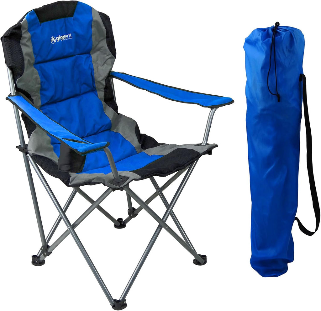Black Lightweight Folding Padded Camping Chair with Cup Holder K429