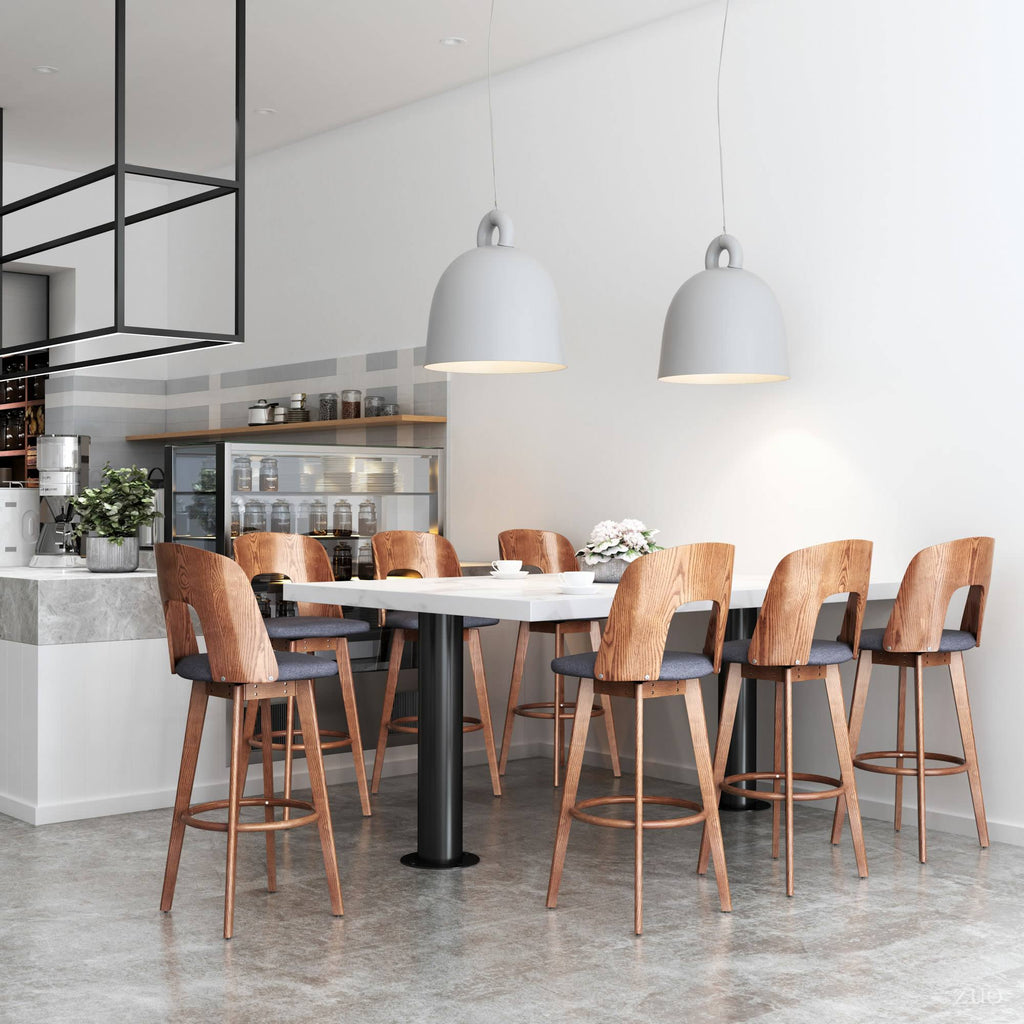 Walnut & Dark Gray Barstool (Set of 2) V81423