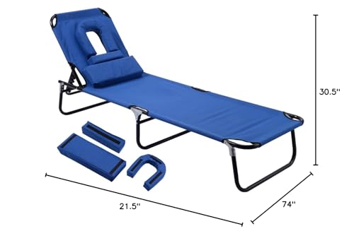 Blue Folding Chaise Lounge Chair T3213