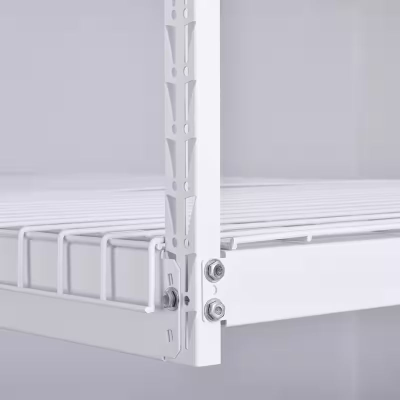 Adjustable Height White Overhead Ceiling Storage Rack U37679
