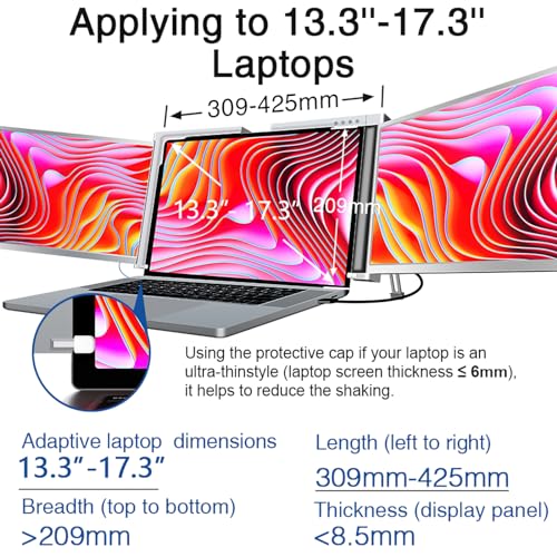 Portable Monitor 15.6inch FHD 1080P USB C HDMI Ultra-Slim IPS Display with Smart Cover & Speakers I864