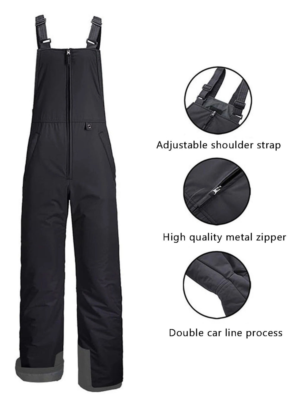 Waterproof Insulated Snow Bib Pants, Gray, Large O96355
