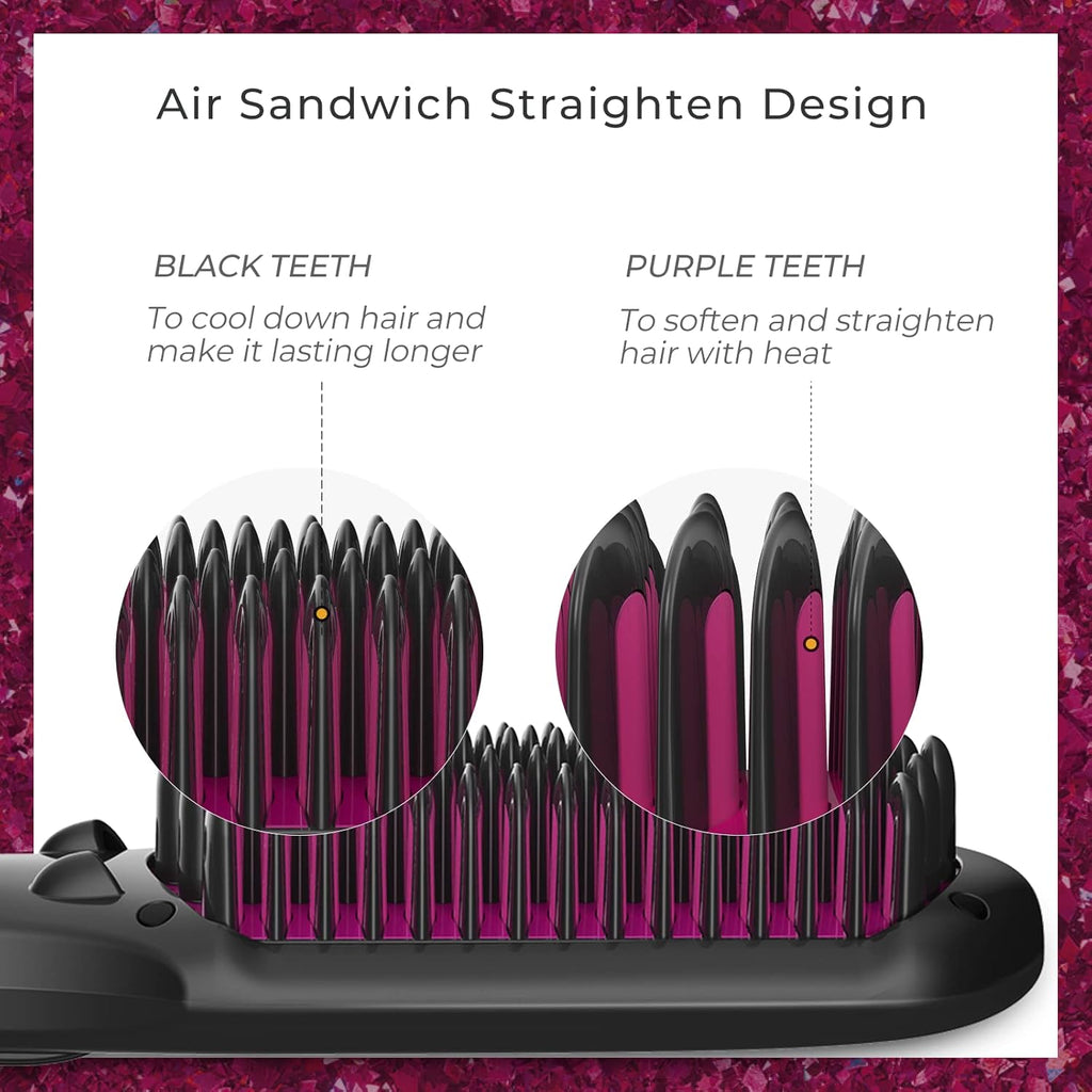 Ionic Hair Straightener Brush with 16 Heat Levels, Pack of 2 A893521