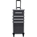 Silver Aluminum Rolling Makeup Train Case with 4 Removable Wheels Y65044