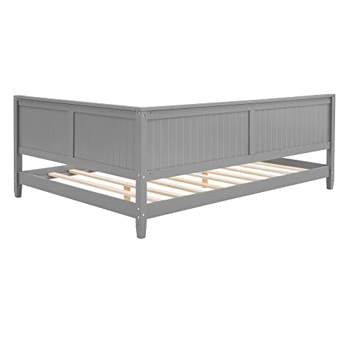 Full Daybed Frame, Full Size Platform Bed with Slat Support, Wood Full Sofa Bed B27282