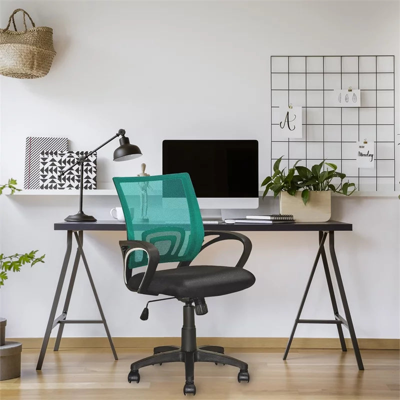 Teal Blue Mesh Fabric Swivel Office Chair M617723