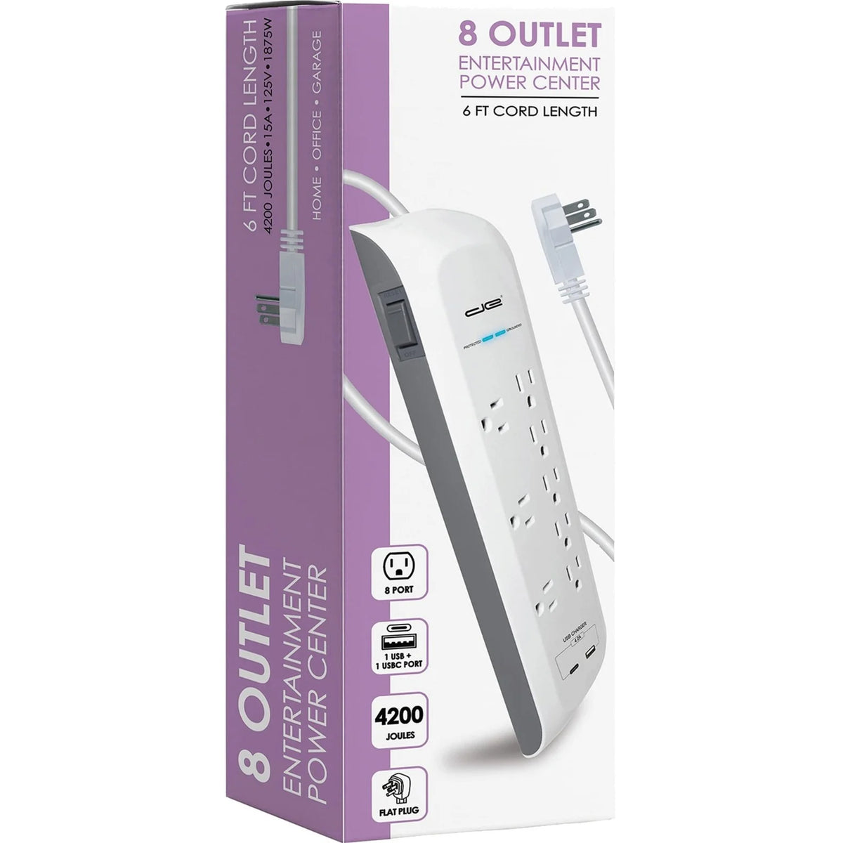 8-Outlet USB-A and USB-C Surge Protector Power Strip Z972