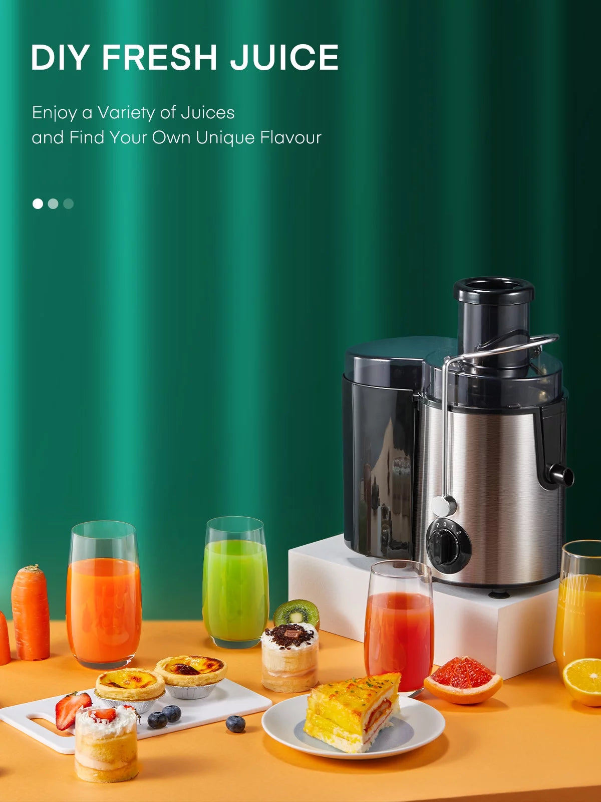 Juicer Machines Vegetable and Fruit with 3-Speed Setting 400W Motor L832323