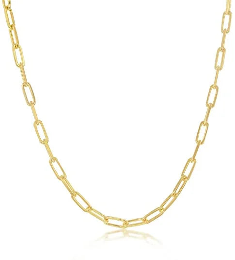 Sterling Silver Gold Plated Paperclip Chain Necklace, 1.8mm, 16.0" M804832