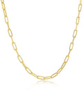 Sterling Silver Gold Plated Paperclip Chain Necklace, 1.8mm, 16.0" M804832