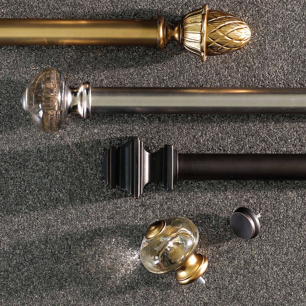 Glass Knob Satin Brass Finials Set of 2 K694
