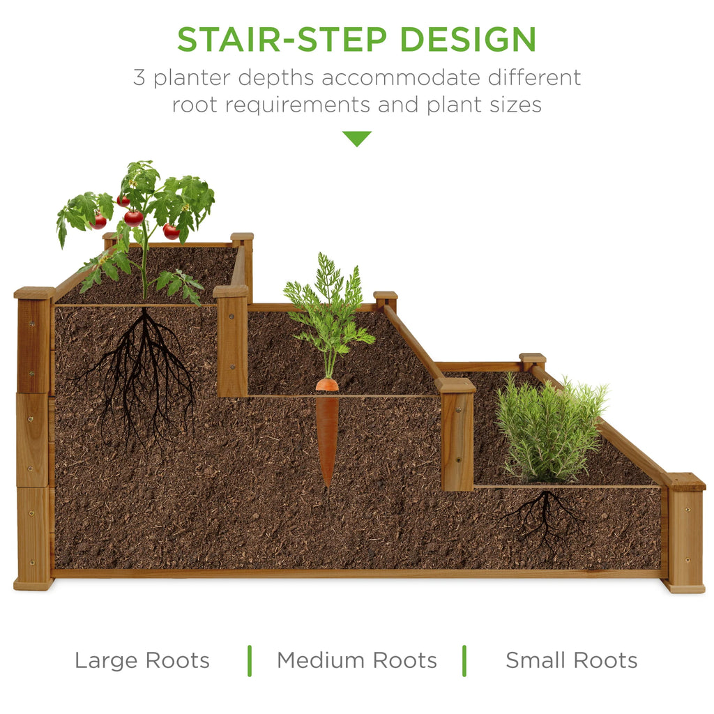 3-Tier Fir Wood Raised Garden Bed Planter J268177