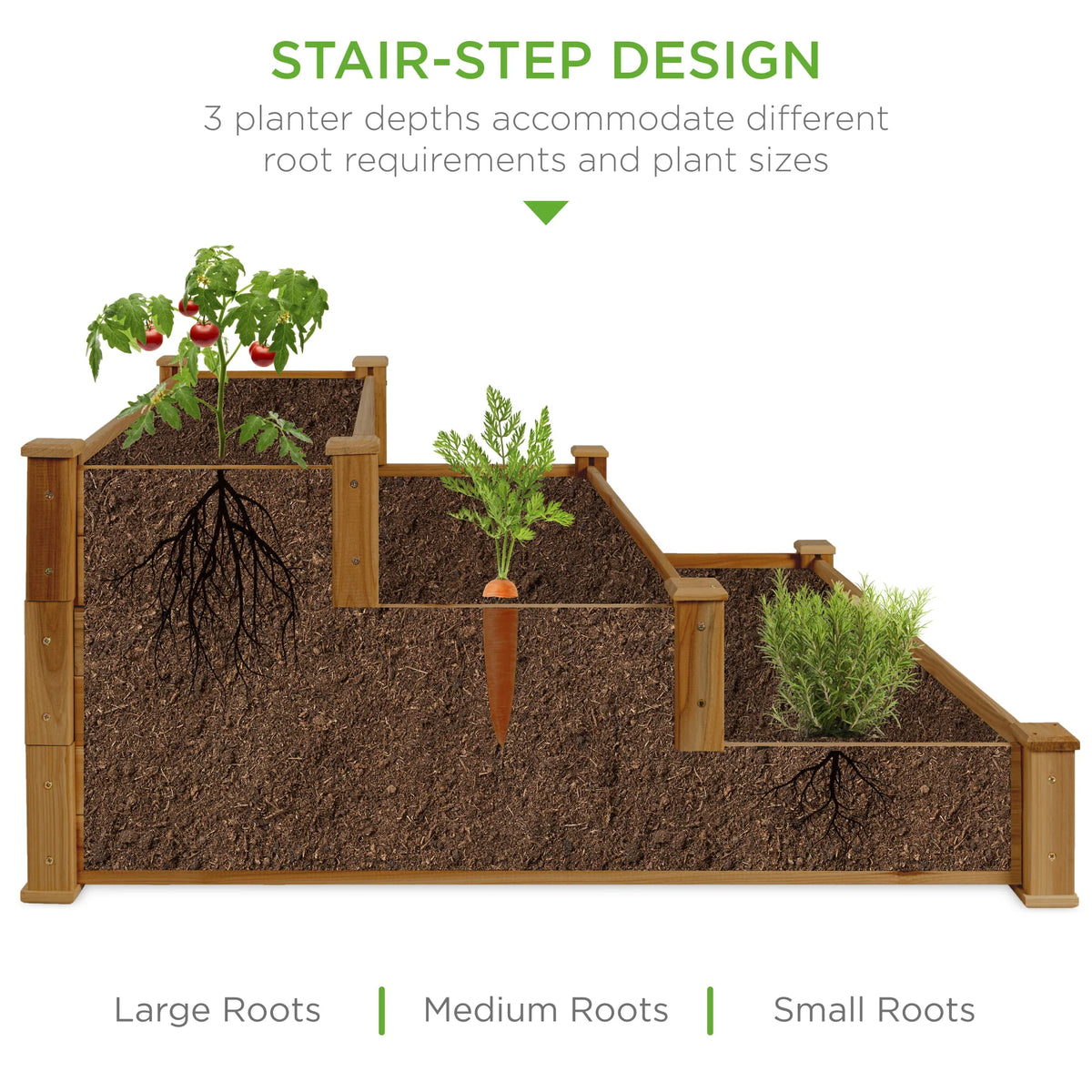 3-Tier Fir Wood Raised Garden Bed Planter J268177