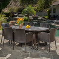 Multi-brown 7 Piece PE Wicker Outdoor Dining Set W22179