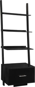 Black Ladder Bookcase with File Drawer N300733