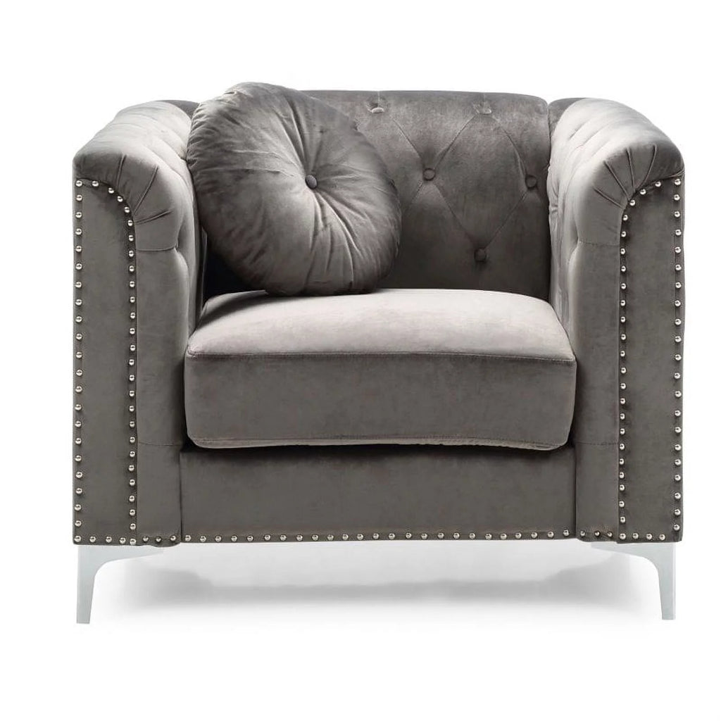 Velvet Sofa Chaise and Chair 2-Piece Set Dark Gray H6757