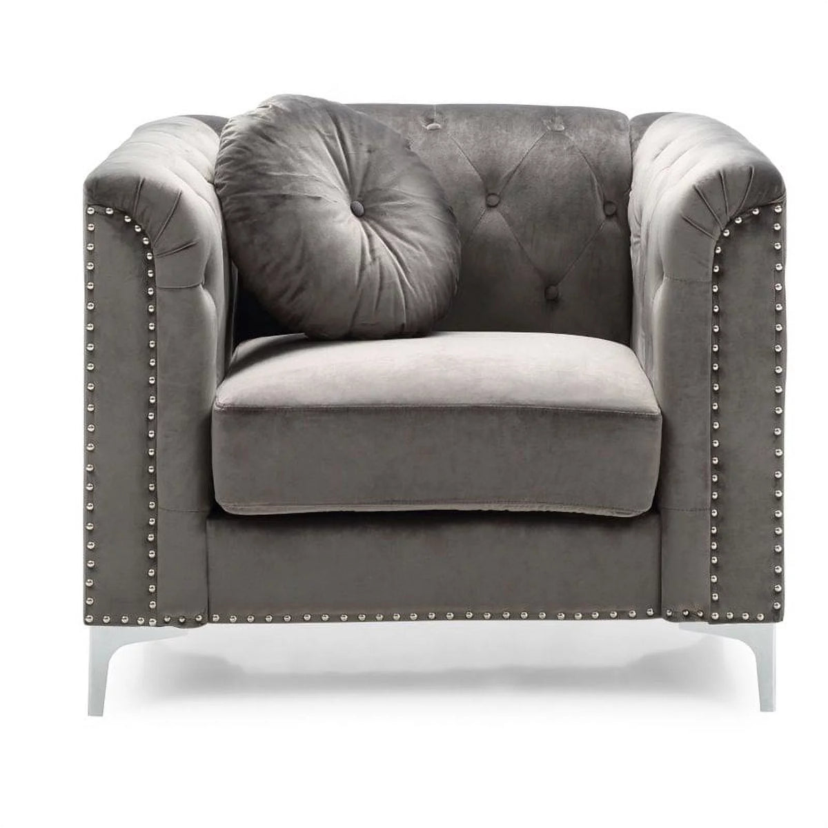 Velvet Sofa Chaise and Chair 2-Piece Set Dark Gray H6757