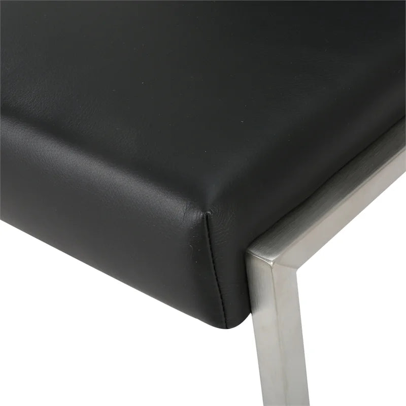 Black Leather Barstool Set of 2 H394