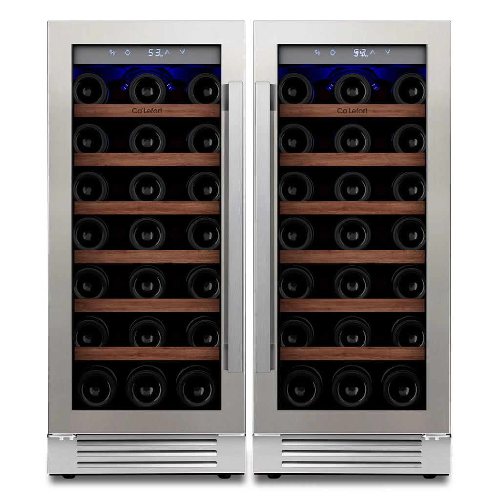 30 inch 66 Bottle Dual Zone Stainless Steel Wine Cooler Refrigerator Y998