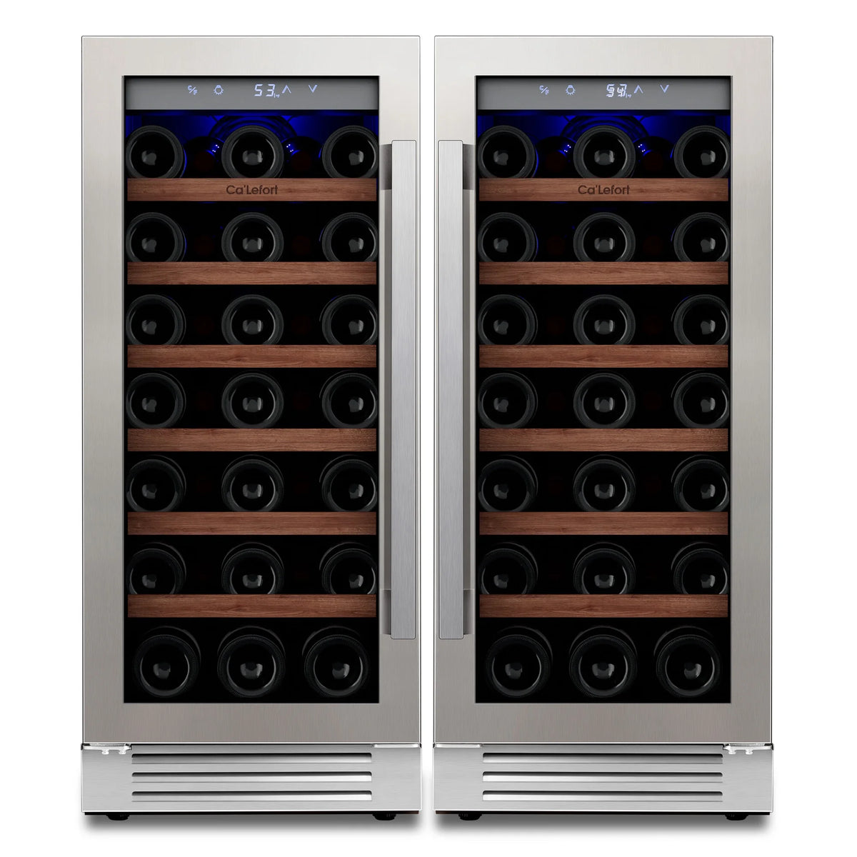 30 inch 66 Bottle Dual Zone Stainless Steel Wine Cooler Refrigerator Y998