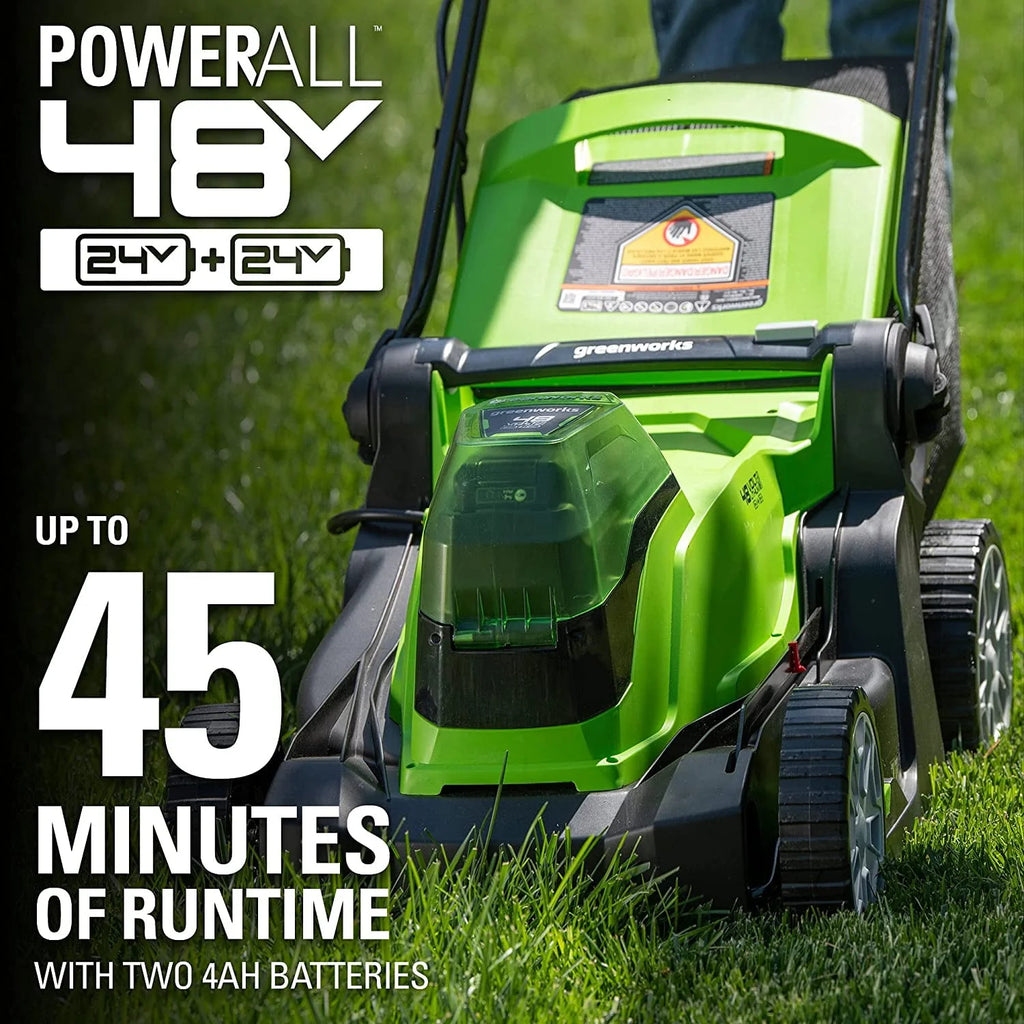 48V 17 Battery-Powered Push Lawn Mower with 2 x 24V 4Ah Batteries F46345