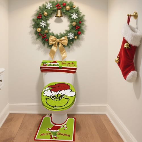 Christmas Toilet Seat Cover and Rug Set of 4 C456771
