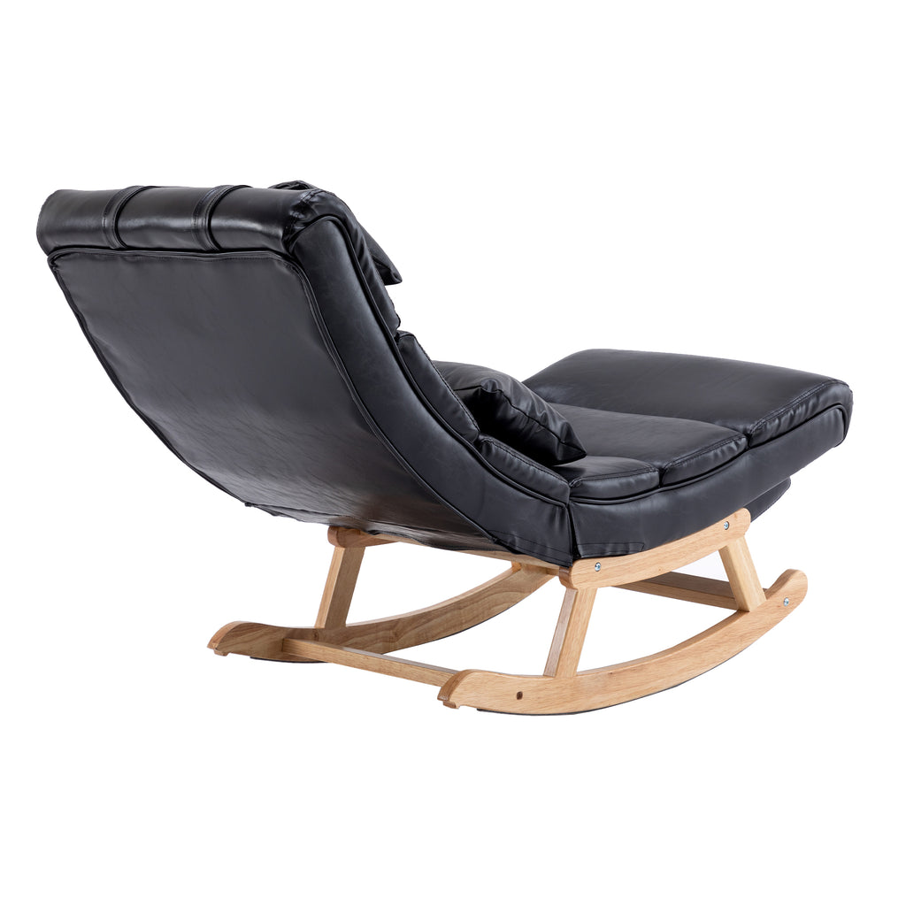 Black PU Upholstered Rocking Chair with Retractable Footrest G16996