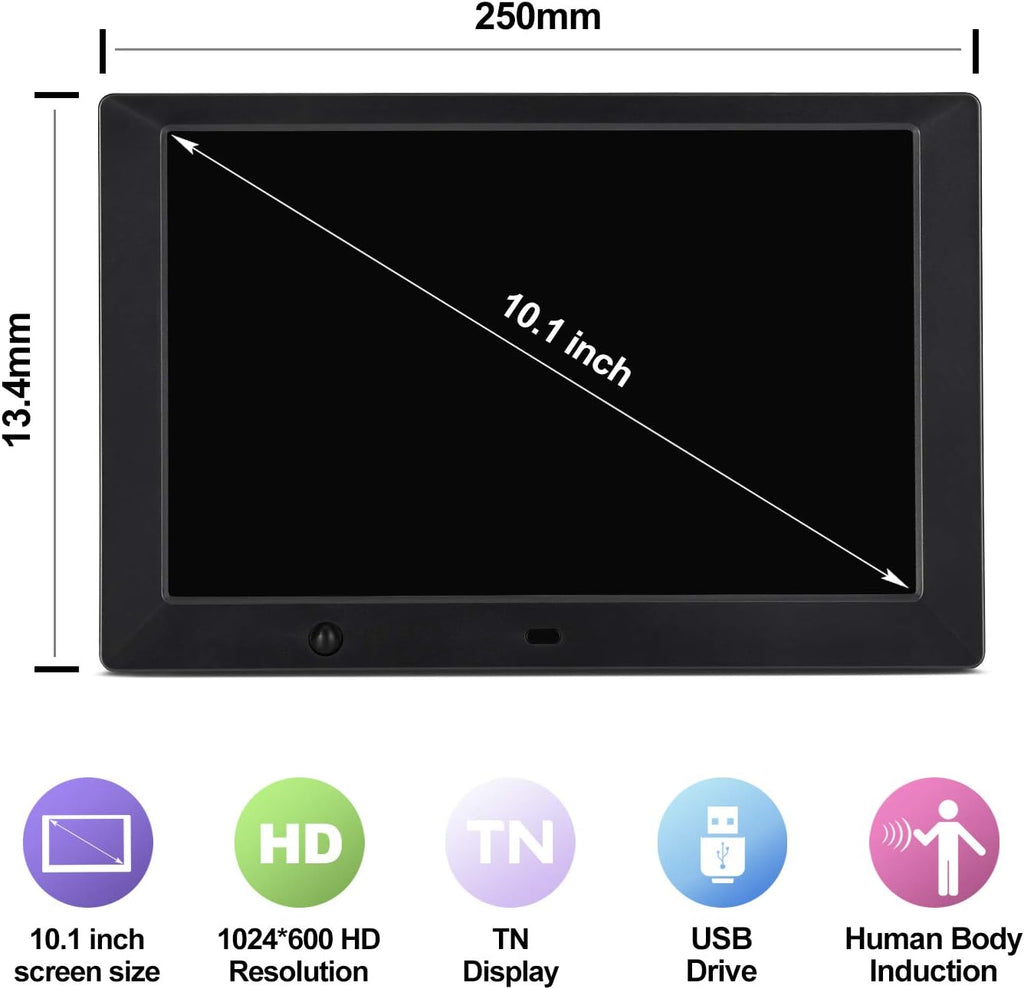 10 inch Digital Picture Frame with 16:9 Screen, 1080P Video F247