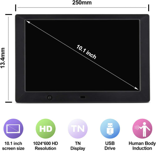 10 inch Digital Picture Frame with 16:9 Screen, 1080P Video F247
