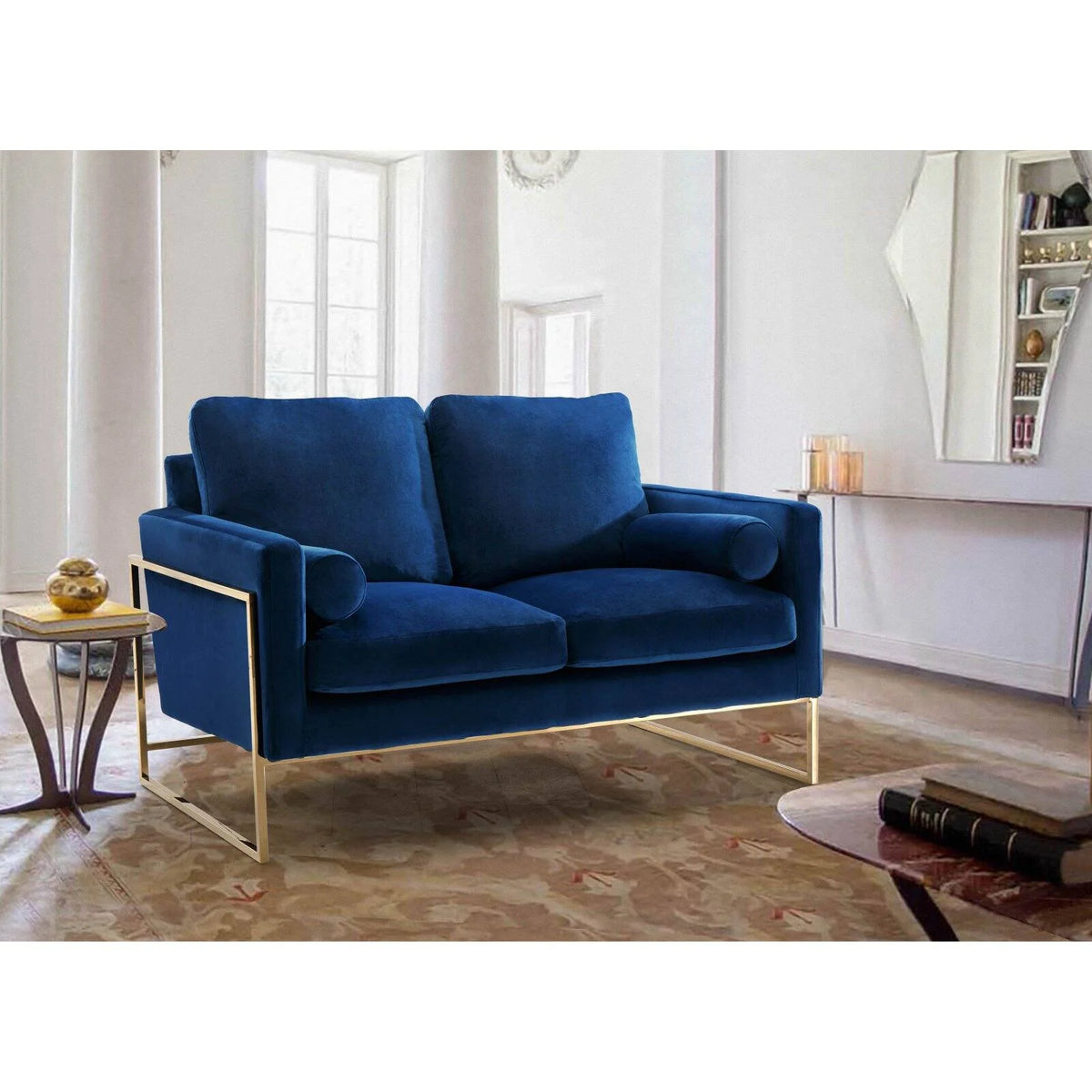 Navy Velvet Loveseat I45765