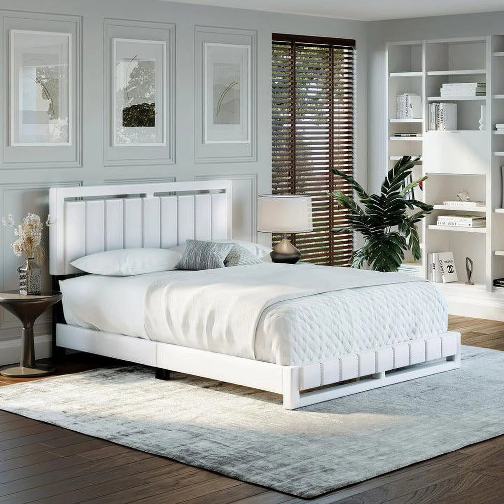 Faux Leather Upholstered Platform Bed J88931