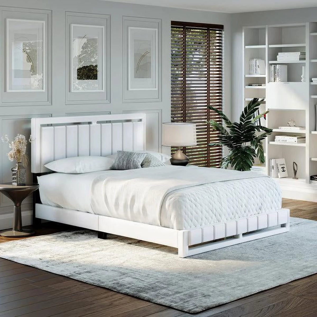 Faux Leather Upholstered Platform Bed J88931