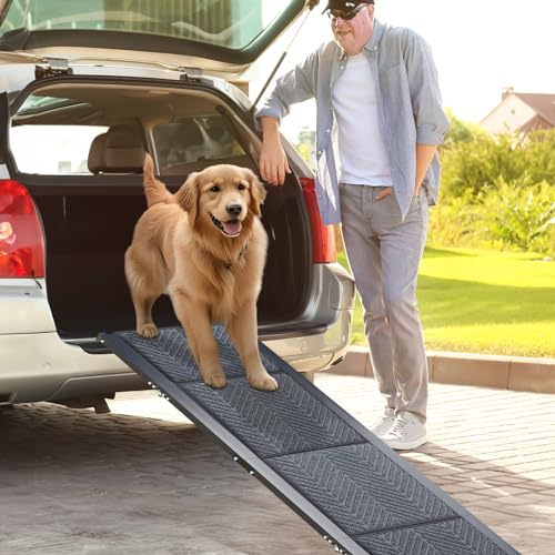 63" Long 17" Wide Folding Pet Ramp with Non-Slip Carpet Surface M8086