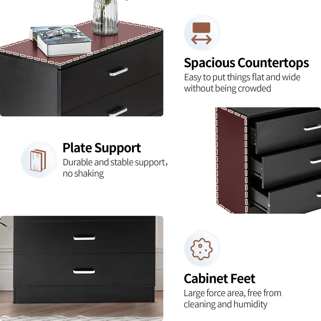Black Wooden Storage Chest of Drawers Q595